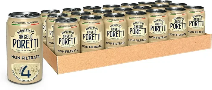 Birrificio Angelo Poretti Birra 4 Luppoli, Non Filtrata, Bottiglia, Volume 33cl, 24 Pezzi