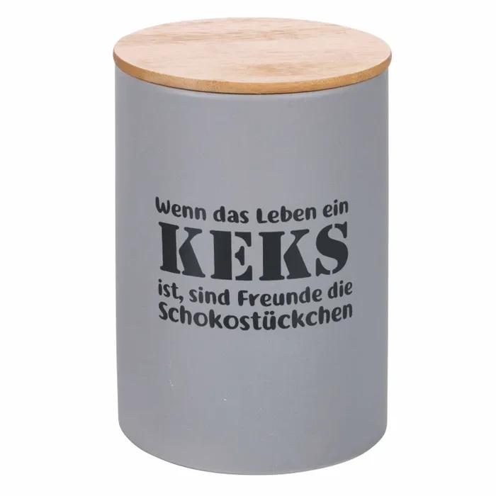 Biscottiera con Scritta Ø12,5×18,5 cm in Dolomite con Coperchio in Bambù VdE Tivoli 1996