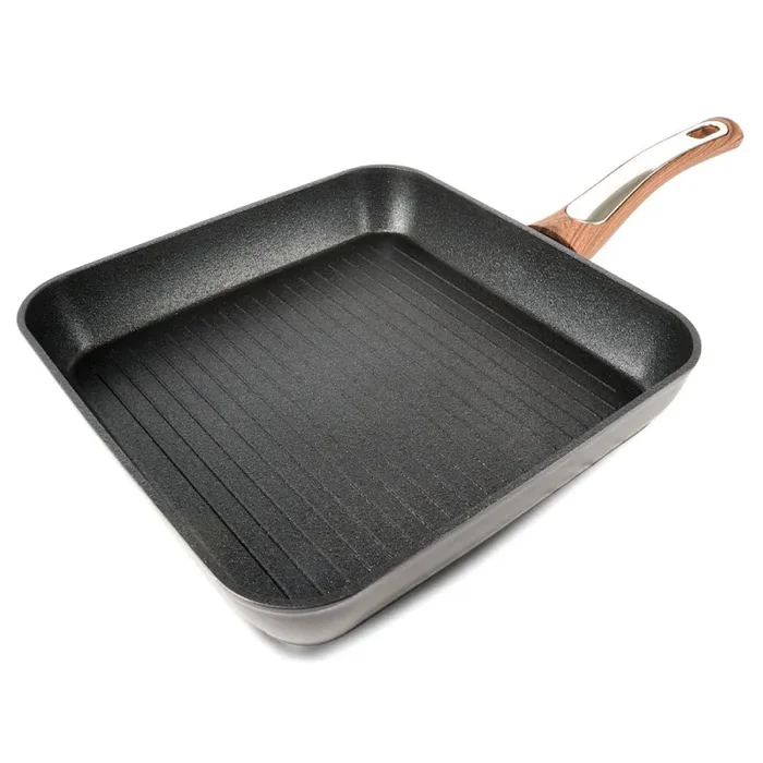 Bistecchiera 26×26 cm Antiaderente Induzione Silex Elegance Wood Nero