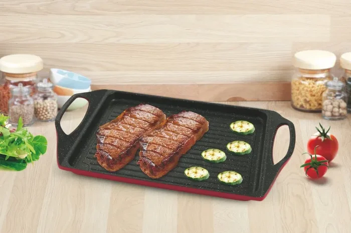 Bistecchiera Rettangolare Antiaderente in Alluminio 42x24cm Soriani Rouge - immagine 2