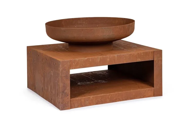 Bizzotto Braciere con Portalegna Efesto H 38 Cm L 70 Cm L 70 Cm Effetto Ruggine Saldi