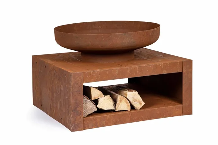 Bizzotto Braciere con Portalegna Efesto H 38 Cm L 70 Cm L 70 Cm Effetto Ruggine Saldi - immagine 3