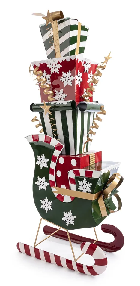 Bizzotto Decoro Natale Slitta Astra con Regali H 153 Cm Rosso