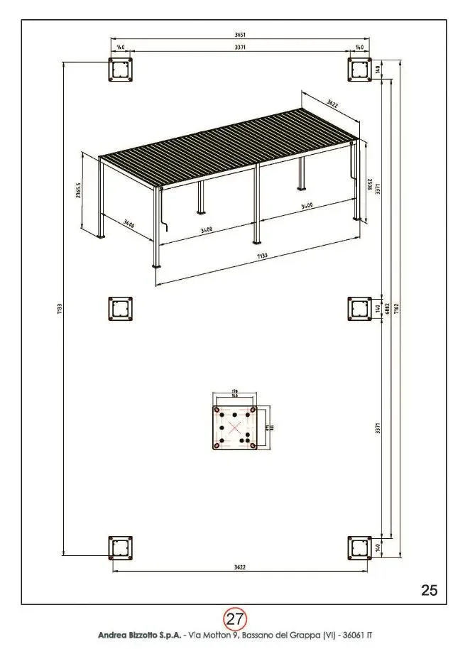 Bizzotto Pergola Ocean 3,6 x 7,2 Mt Antracite - immagine 3