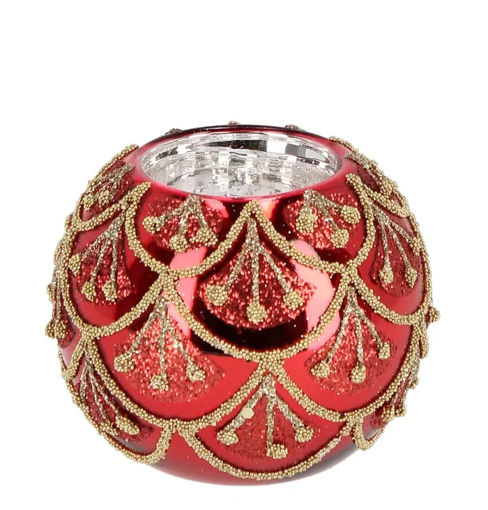 Bizzotto Portacandela Natale Vetro Winslows D 80 Cm Rosso Vendita online