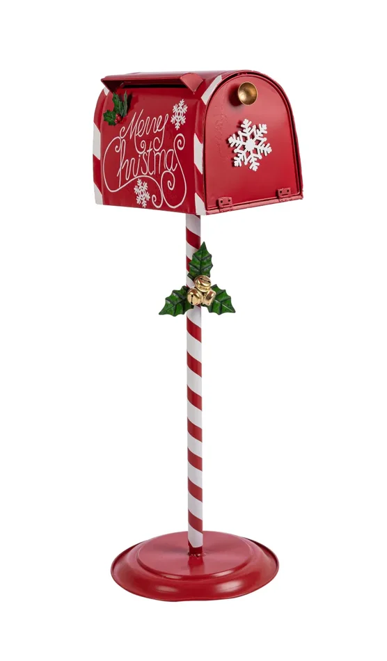 Bizzotto Portalettere Dec. Natale Erlic con Palo H 90 36,60 x 29,5 Cm Rosso Bianco Sconti