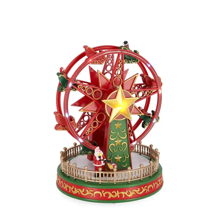 Bizzotto Ruota Panoramica con Babbo Natale Denver con Led H 23,5 Cm