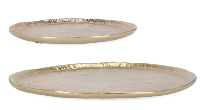Bizzotto Set 2 Piatti Natale Decorativi Sheeny Oro