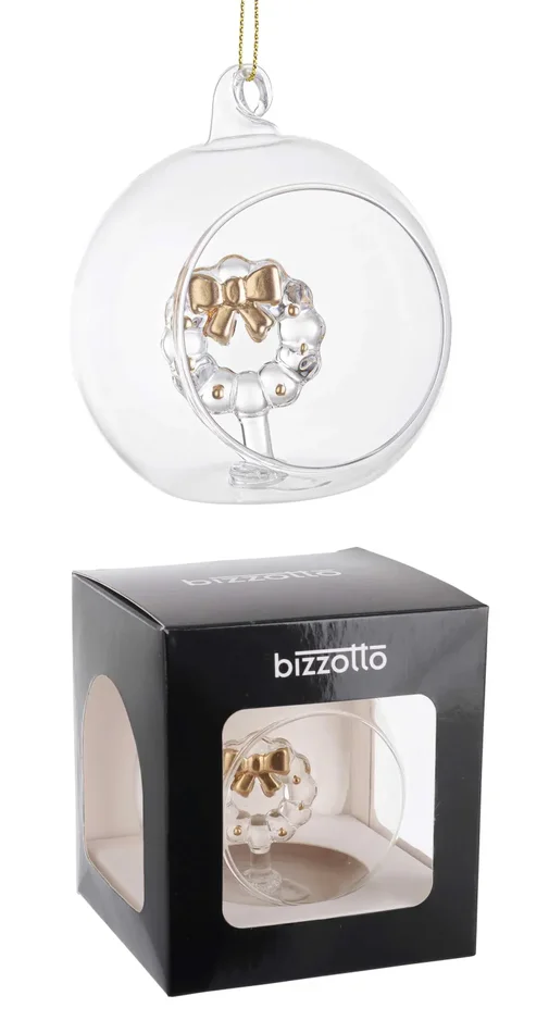 Bizzotto Sfera Aperta Natale Vetro Mya Corona D 8 Cm