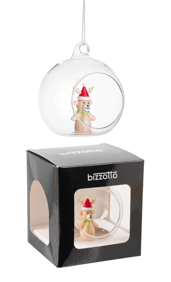 Bizzotto Sfera Aperta Natale Vetro Zoey Orsetto D 8 Cm