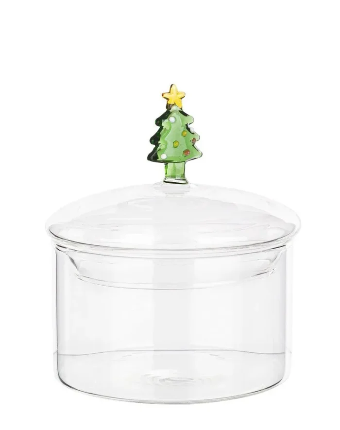 Bizzotto Vaso Natale Astrea con Pino Vetro H 11 Cm D 10 Cm