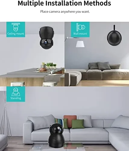 BJS Telecamera di Sorveglianza WiFi, 1080P & Telecamera WiFi per Neonato/Anziano/Animale Domestico, Baby Camera con Audio Bidirezionale, Rilevamento del Movimento/Suono - immagine 3