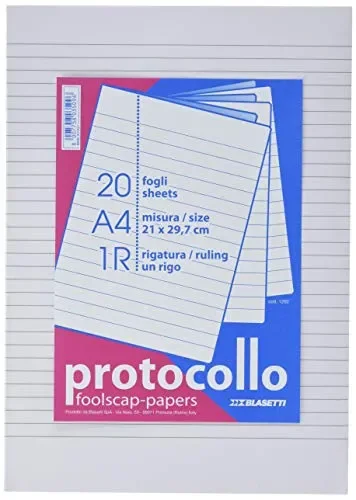 Blasetti – confezione da 20 fogli protocollo – rigo 1R