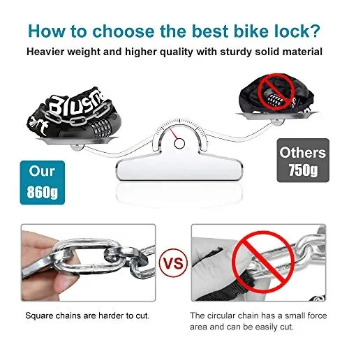 Blocco della bici, sicurezza catena bicicletta antifurto -… - immagine 2