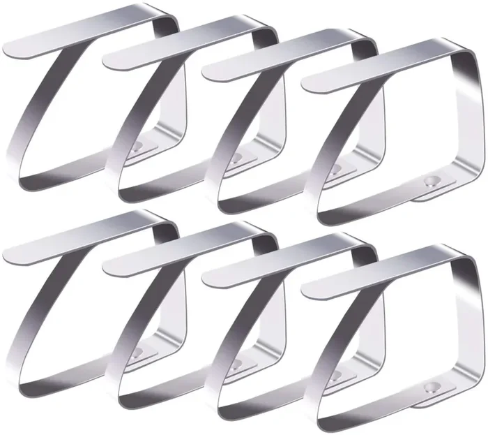 Blooven Tovaglia Clip in Acciaio, Gadget Molla Fermatovaglia, Acciaio Inossidabile, Argento, per Outdoor Picnic Party (4 cm x 8 Pezzi)