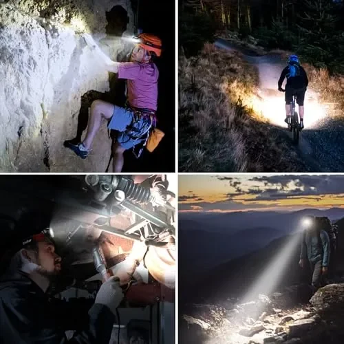 Blukar Lampada Frontale LED, Super Luminosa 2000L Torcia Frontale USB Ricaricabile con Sensore Movimento,8 Modalità di Illuminazione, IPX5 Impermeabile Lampade da Testa per Campeggio/Corsa/Pesca - immagine 2