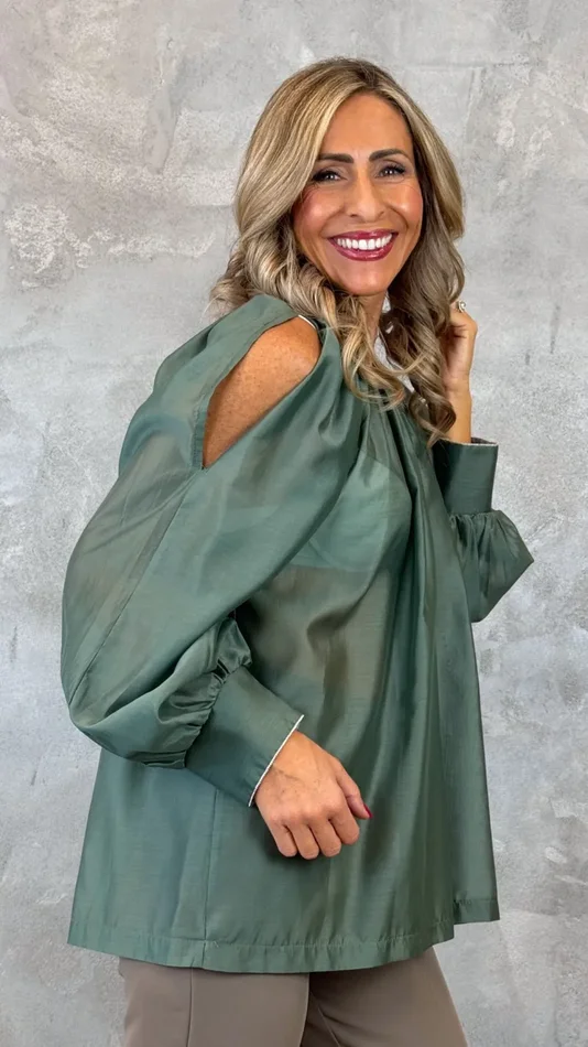 BLUSA CON MANICHE AMPIE Online - immagine 2