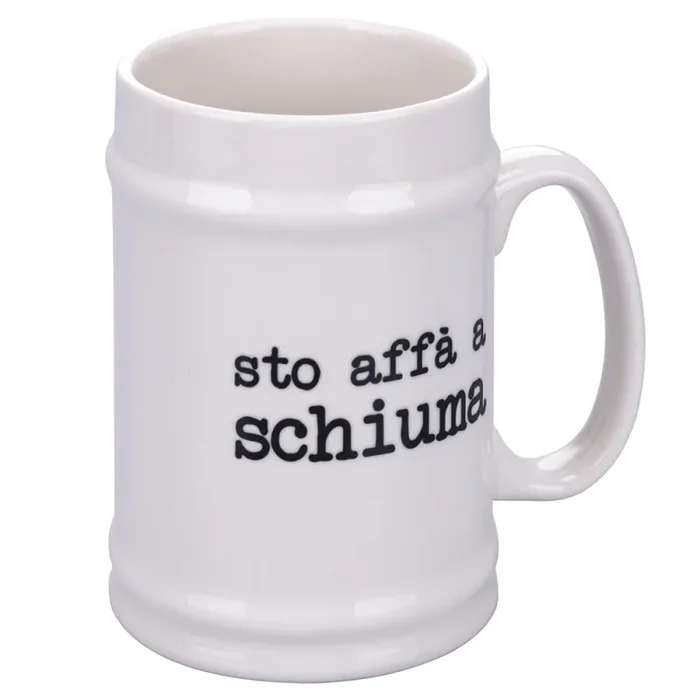 Boccale di Birra Ø8×13 cm in New Bone China VdE Tivoli 1996 Spqr bianco