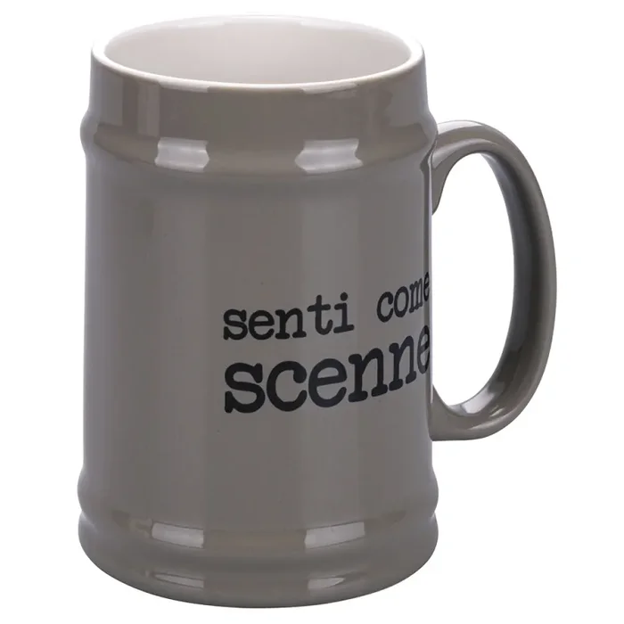 Boccale di Birra Ø8×13 cm in New Bone China VdE Tivoli 1996 Spqr grigio