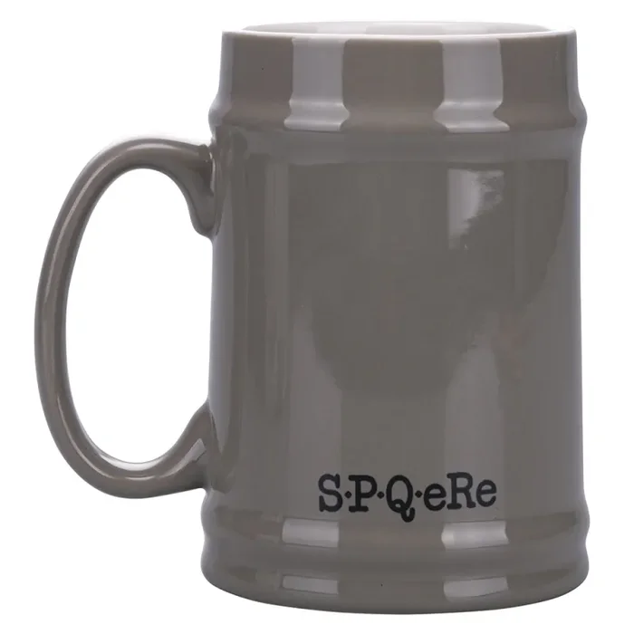 Boccale di Birra Ø8×13 cm in New Bone China VdE Tivoli 1996 Spqr grigio - immagine 3