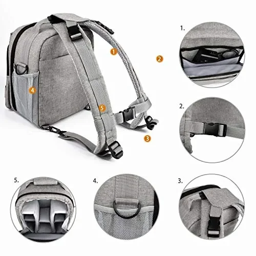 Bodyguard Borsa per fotocamera DSLR 2in1 e zaino fotografico SLR 2in1, Grigio Moda - immagine 2