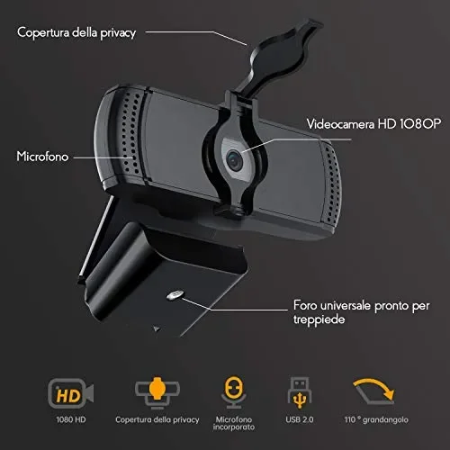 BOIFUN Webcam 1080P con Microfono, videocamera PC Desktop USB 2.0 Full HD… - immagine 2