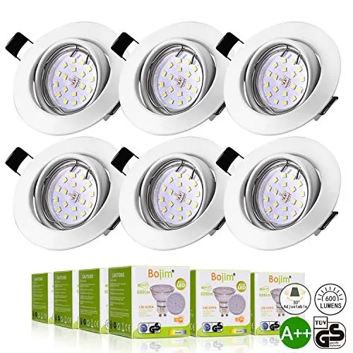 Bojim 6x Faretti LED da incasso per cartongesso GU10 Luce 6w Bianca Calda
