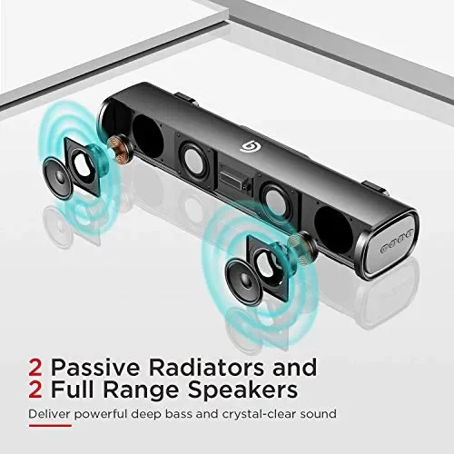 BOMAKER Tapio I Mini Soundbar Bluetooth 5.0 Wireless, 16” con Grigio argento - immagine 2