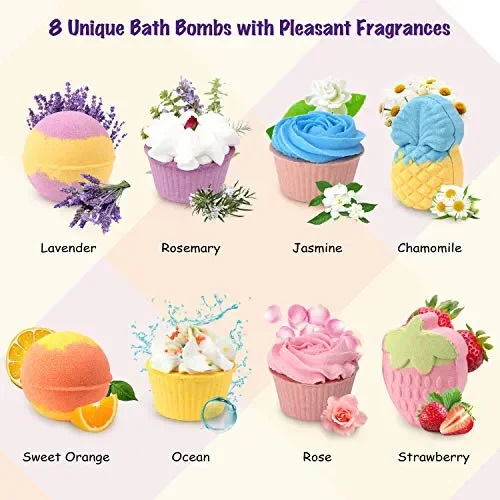 Bombe da Bagno Regalo Bath Bomb Set 8 Pezzi per Donna e Bambini,… - immagine 2
