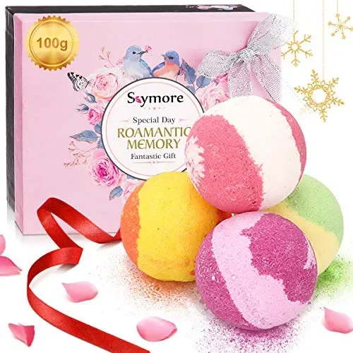 Bombe da Bagno Skymore, 4x100g,Confezione Regalo per San Valentino, Naturali…