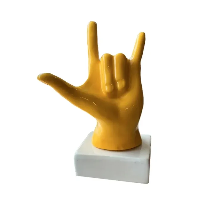 Bomboniera Amagè Mano in Ceramica Ti Amo Rock Giallo