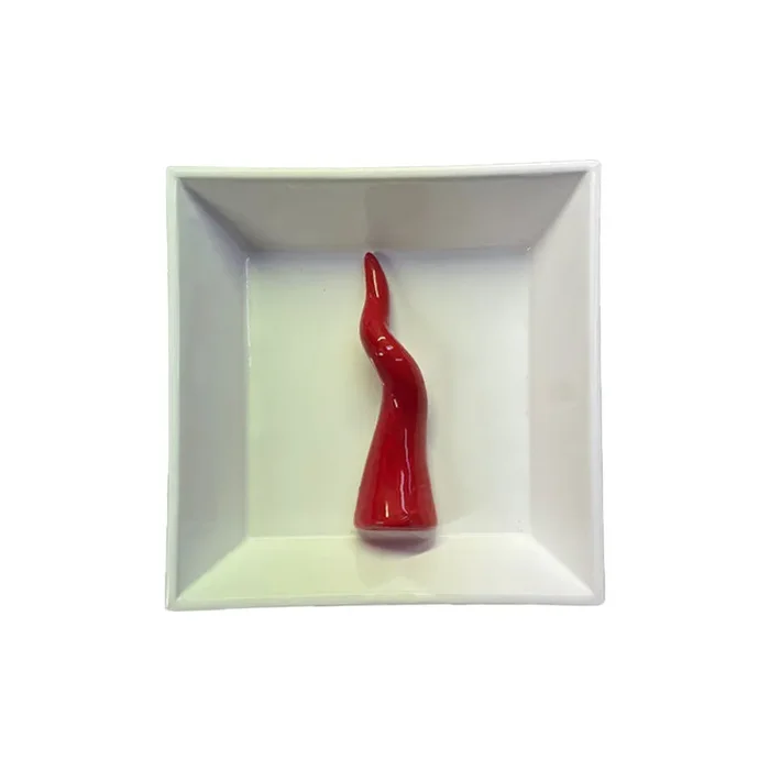 Bomboniera Amagè Quadro con Corno Rosso in Ceramica 19×19 cm