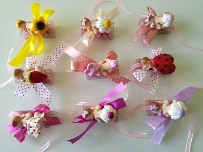 Bomboniera Battesimo e Nascita per bimba in fimo primavera coccinella fragola girasole Moda