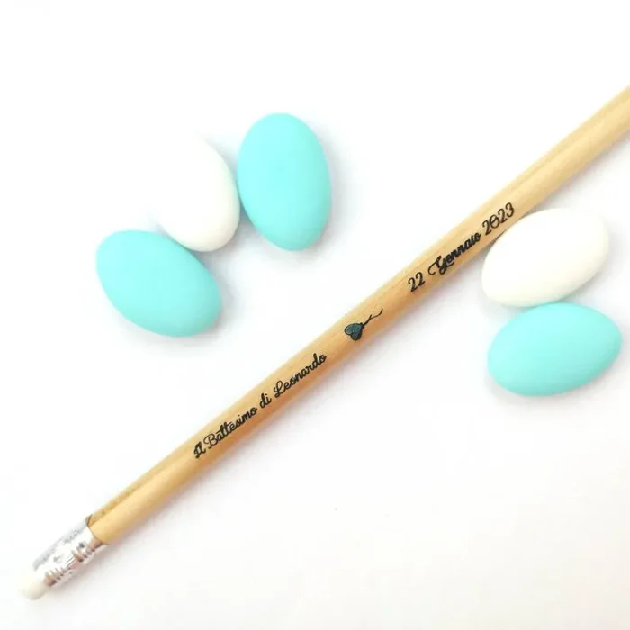 Bomboniera Battesimo matita in legno naturale incisione personalizzata Vendita online