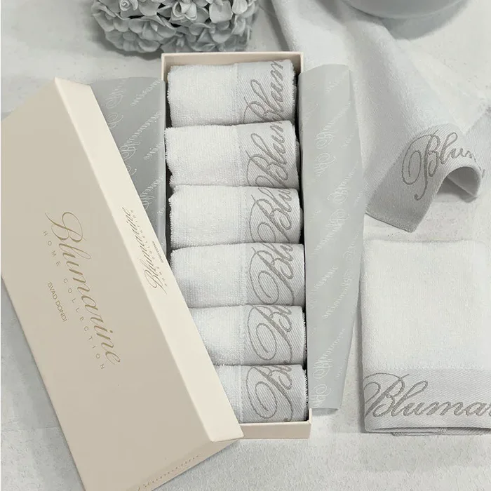 Bomboniera Blumarine Set 6 Lavette Spa Bianco 25×25 cm in Cotone