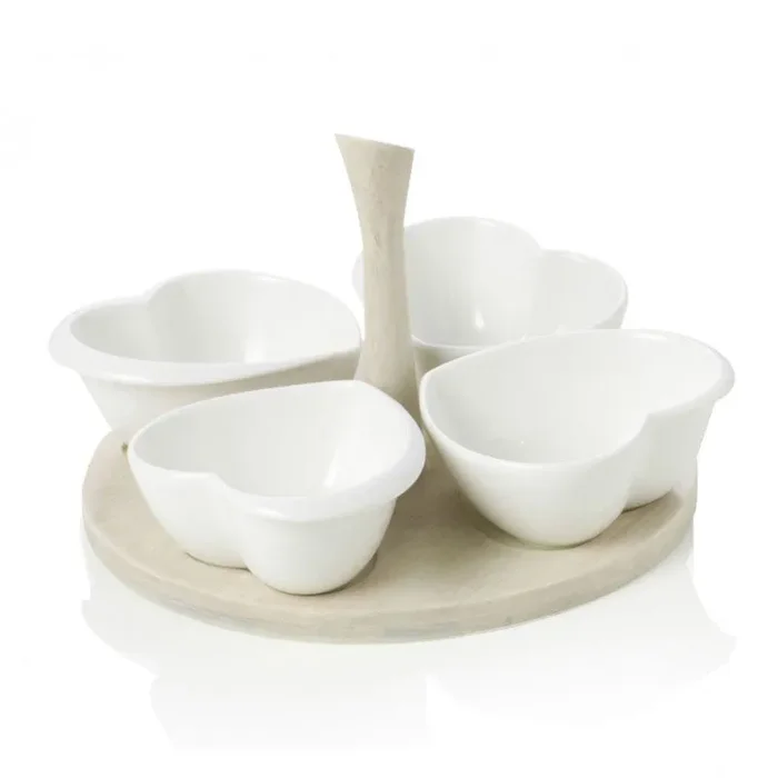 Bomboniera Brandani Antipastiera Quadrifoglio Cuori in Porcellana Bianca - immagine 2