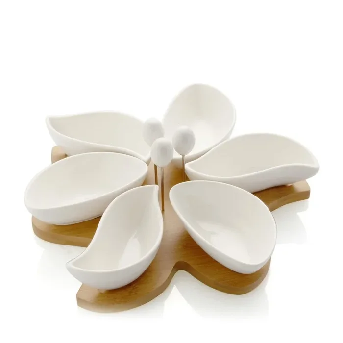 Bomboniera Brandani Antipastiera Spicchi di sole 6 pezzi Con Bamboo e forchettine