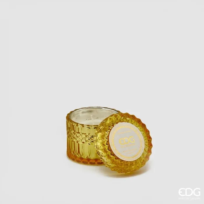 Bomboniera EDG Enzo De Gasperi candela Crystal Gialla in vetro h8,5 cm Ambra e Arancio Dolce Saldi