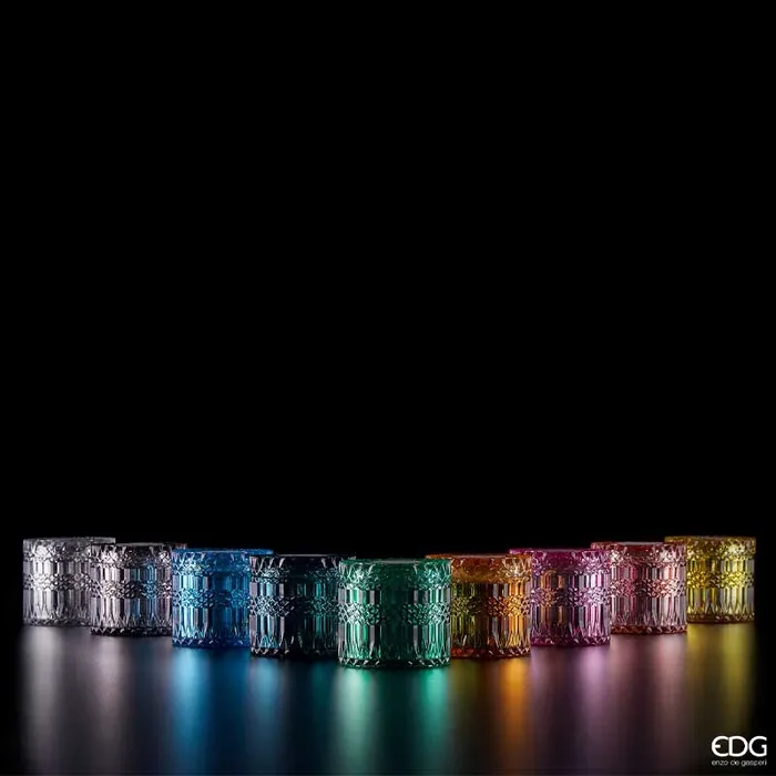 Bomboniera EDG Enzo De Gasperi candela Crystal Ocra in vetro h10,5 cm Ninfea e Muschio - immagine 2