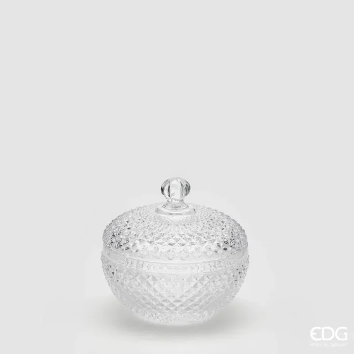 Bomboniera EDG Enzo De Gasperi Contenitore in vetro con Rombi H9 D9 cm Vendita calda online