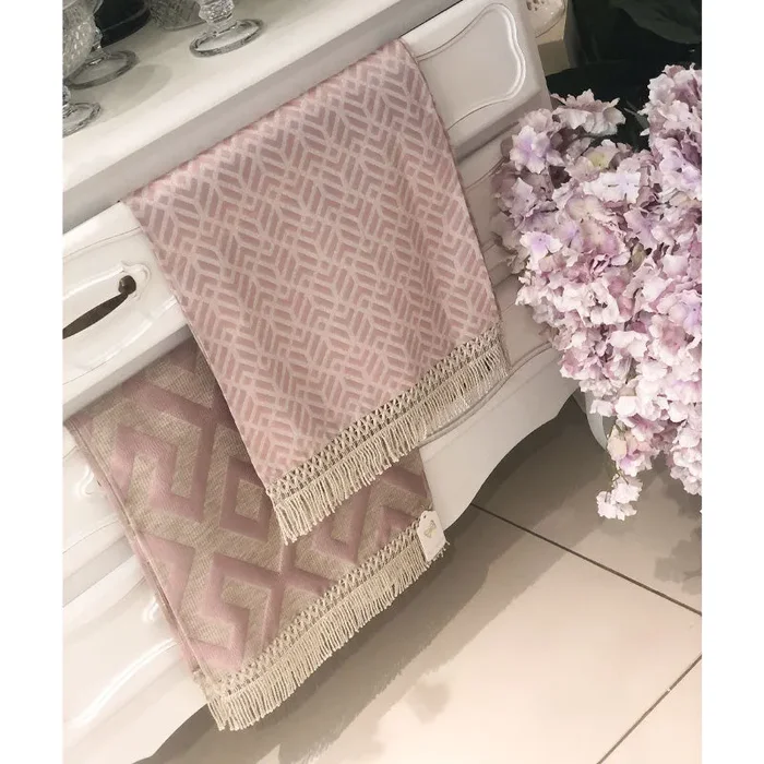 Bomboniera Fiori Di Lena Runner Fantasia con Frange 110×40 cm Rosa - immagine 2