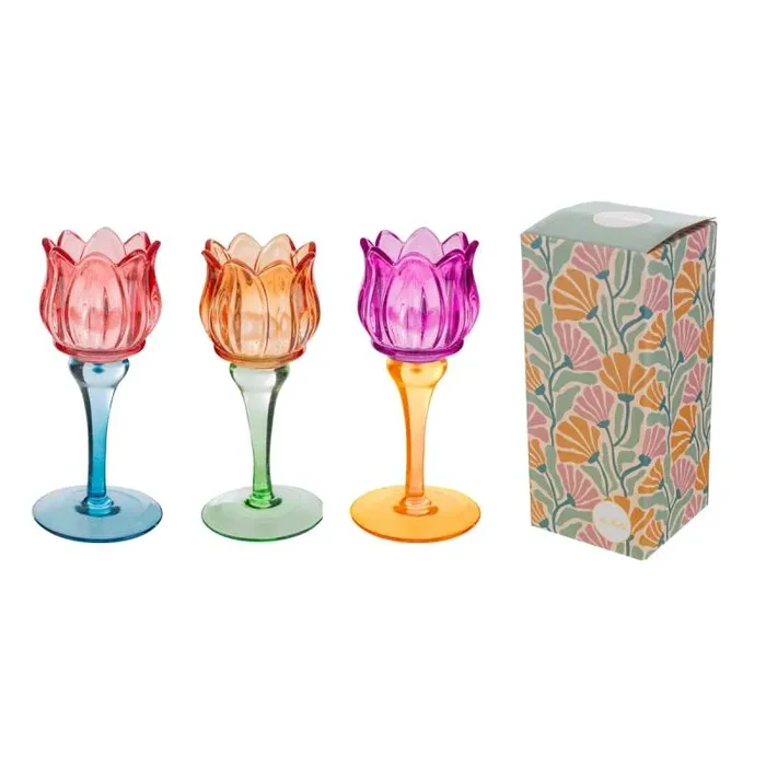 Bomboniera Le Stelle Portacandele Tulip Vetro Colorato 7,5×18 - immagine 2