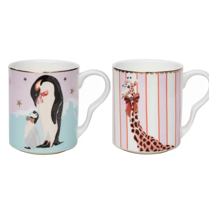 Bomboniera Yvonne Ellen set 2 Tazze Mug Small Pinguino e Giraffa 250 ml