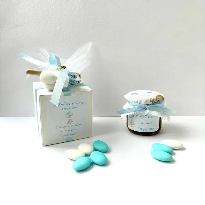 Bomboniere Battesimo Barattolino Miele millefiori artigianale 140gr -250 gr a tema Orsetto