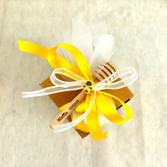 Bomboniere Battesimo bimbo tema LEONCINO Barattolino Miele millefiori artigianale 50 gr – 140gr – 250gr, etichetta personalizzabile giallo - immagine 2