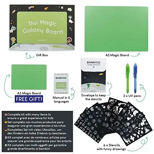 BONNYCO Tablet Magico A3 e A5, 6 Stencil e 2 Penne Spia Magic Giochi… Vendita online - immagine 2