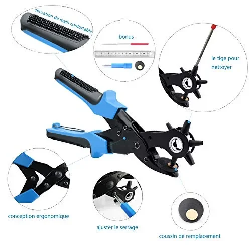 BONROB Pinza Fustellatrice, Perforatrice a Revolver, Buco Cintura BO003 - immagine 3