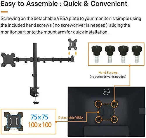 BONTEC Supporto Doppio Monitor per Schermo LED LCD da 13 a 27 Pollici,… - immagine 3