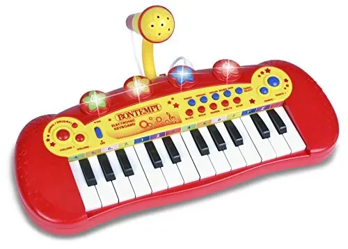 Bontempi 12 2931 – Tastiera 24 tasti con microfono Rosso