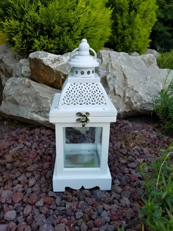 BONTURI CASA HOME DECORATION Lanterna Legno Piccola H 25 Cm 12 x 12 Cm Bianco